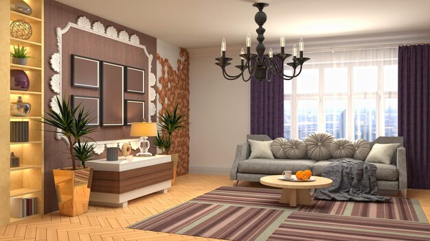 Illustration of the living room interior