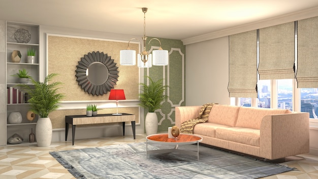 Illustration of the living room interior