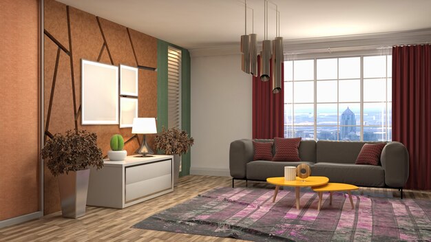 Illustration of the living room interior