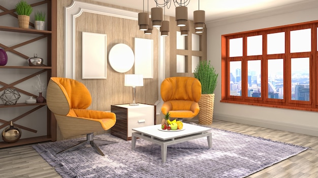 Illustration of the living room interior