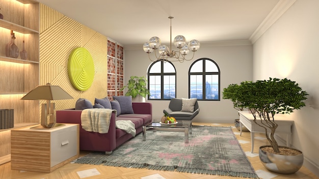 Illustration of the living room interior