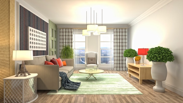 Illustration of the living room interior