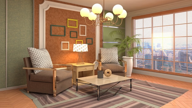 Illustration of the living room interior