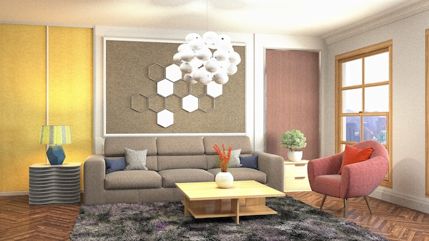 Illustration of the living room interior