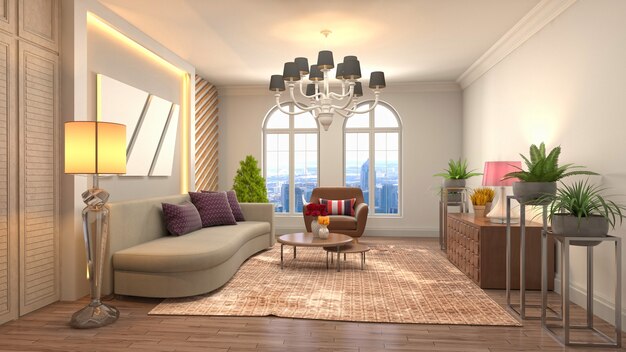 Illustration of the living room interior