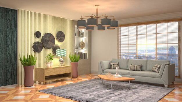 Illustration of the living room interior