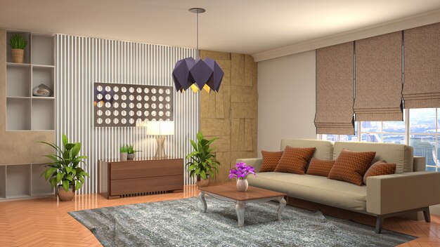 Illustration of the living room interior