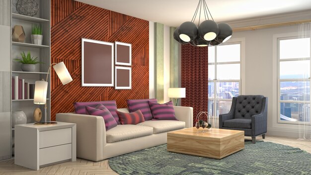 Illustration of the living room interior