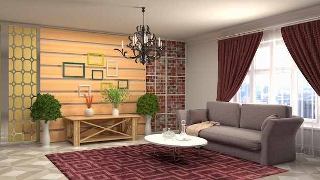 Illustration of the living room interior