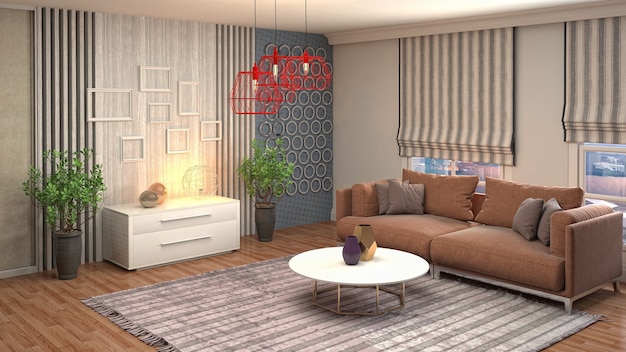 Illustration of the living room interior