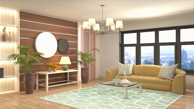 Illustration of the living room interior