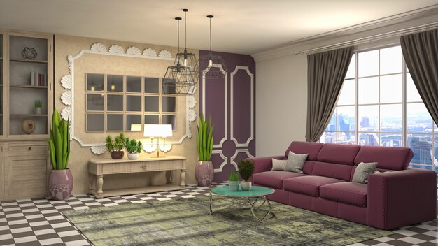 Illustration of the living room interior