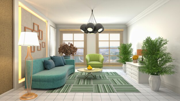 Illustration of the living room interior