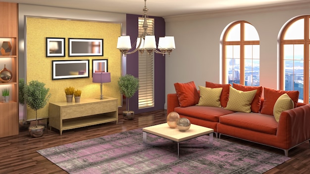 Illustration of the living room interior