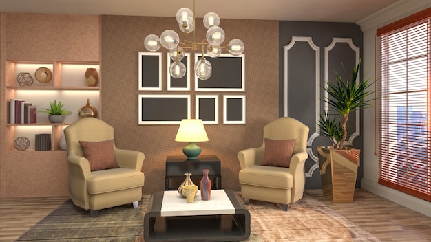 Premium Photo | Illustration of the living room interior