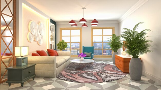 Illustration of the living room interior