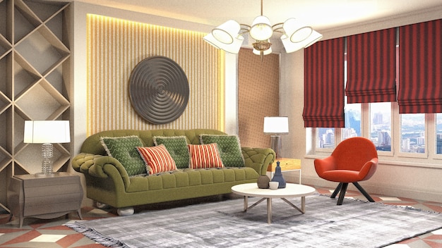 Illustration of the living room interior