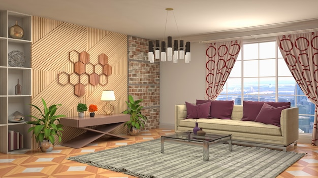 Illustration of the living room interior