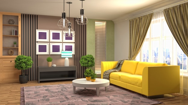 Illustration of the living room interior