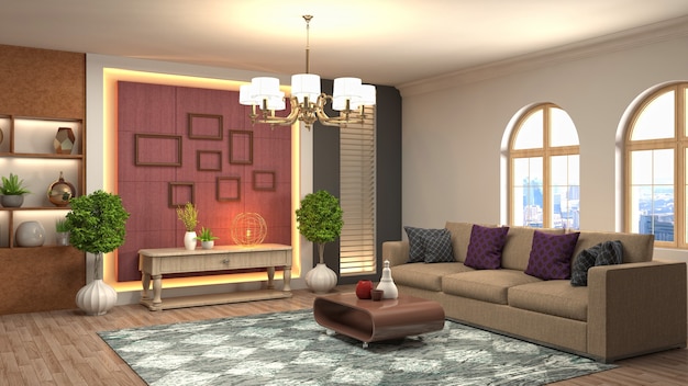 Illustration of the living room interior