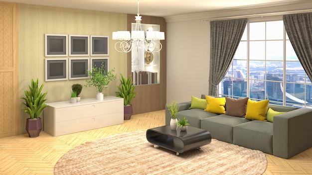 Illustration of the living room interior