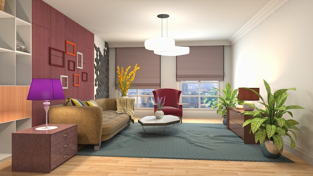 Illustration of the living room interior