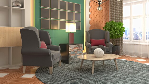 Illustration of the living room interior