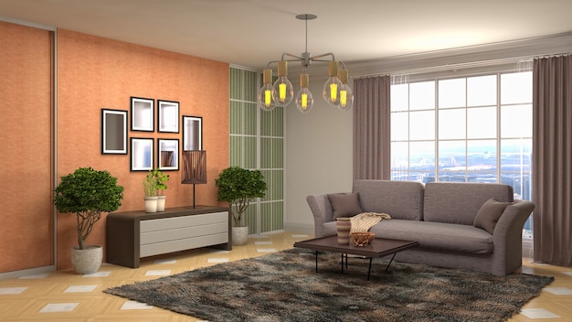 Illustration of the living room interior