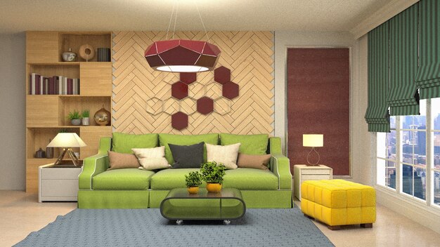 Illustration of the living room interior