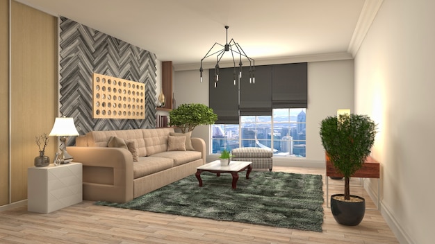 Illustration of the living room interior