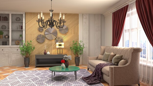 Illustration of the living room interior