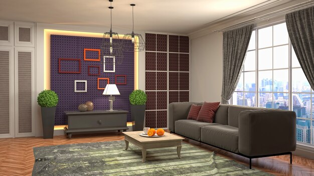 Illustration of the living room interior