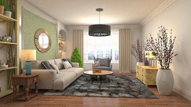 Illustration of the living room interior