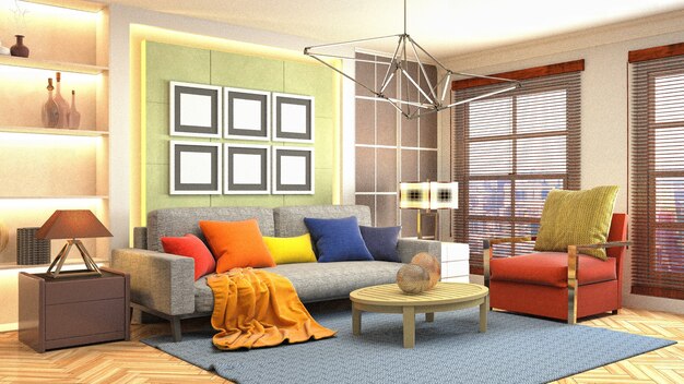 Illustration of the living room interior