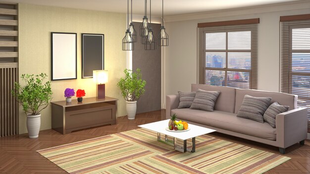 Illustration of the living room interior