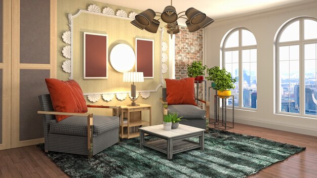 Illustration of the living room interior