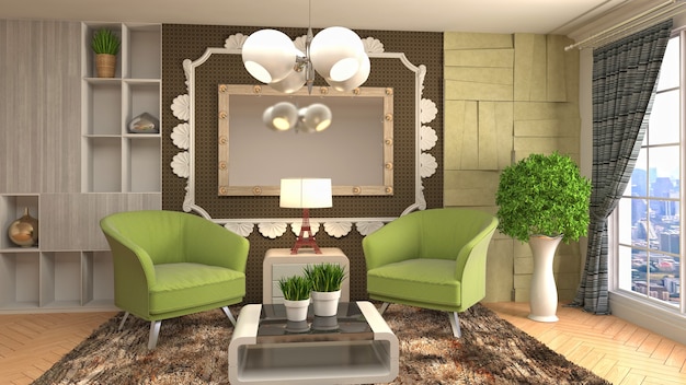 Illustration of the living room interior