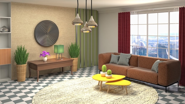 Illustration of the living room interior