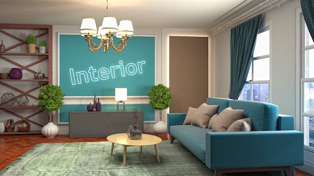 Illustration of the living room interior