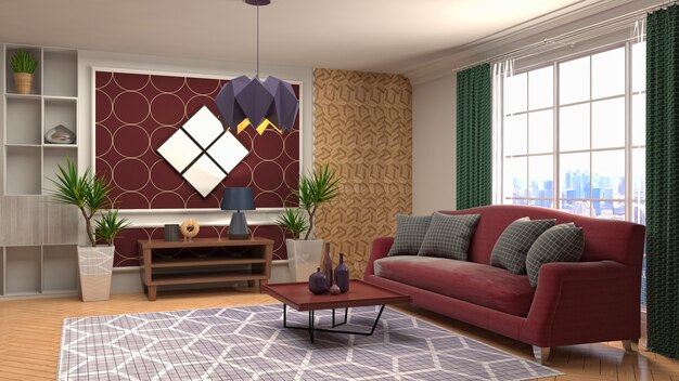 Illustration of the living room interior