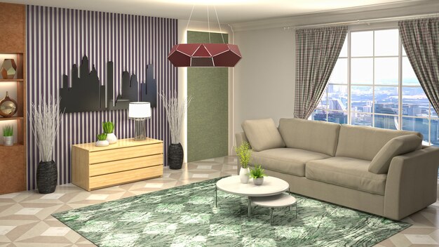 Illustration of the living room interior