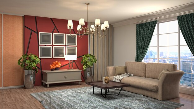 Illustration of the living room interior