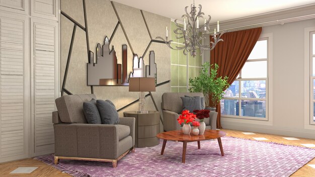 Illustration of the living room interior