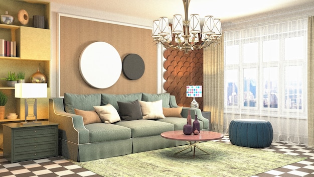 Illustration of the living room interior