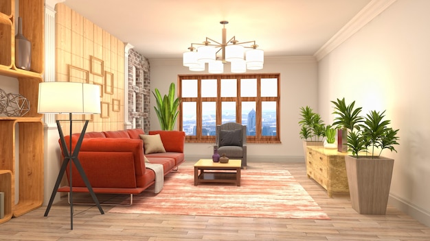 Illustration of the living room interior