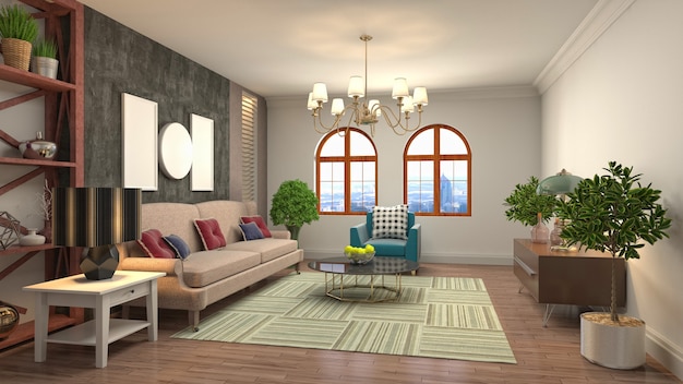 Illustration of the living room interior