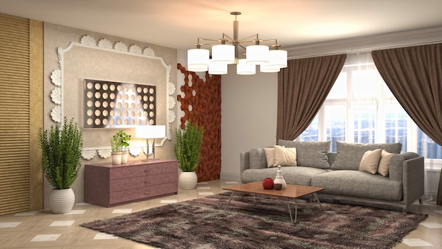 Illustration of the living room interior