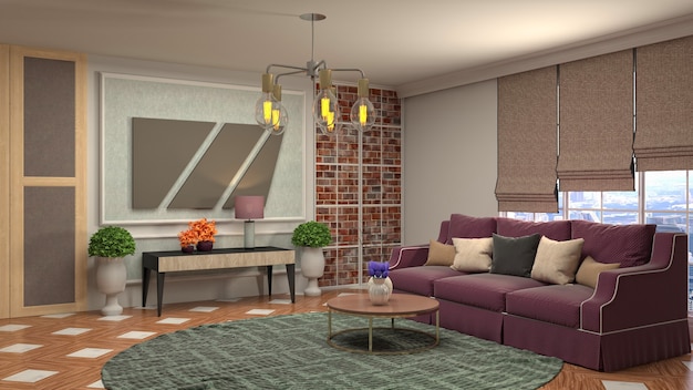 Illustration of the living room interior