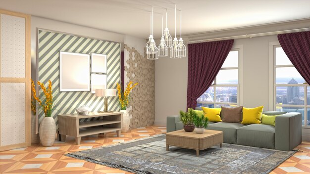 Illustration of the living room interior