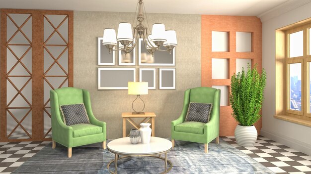 Illustration of the living room interior